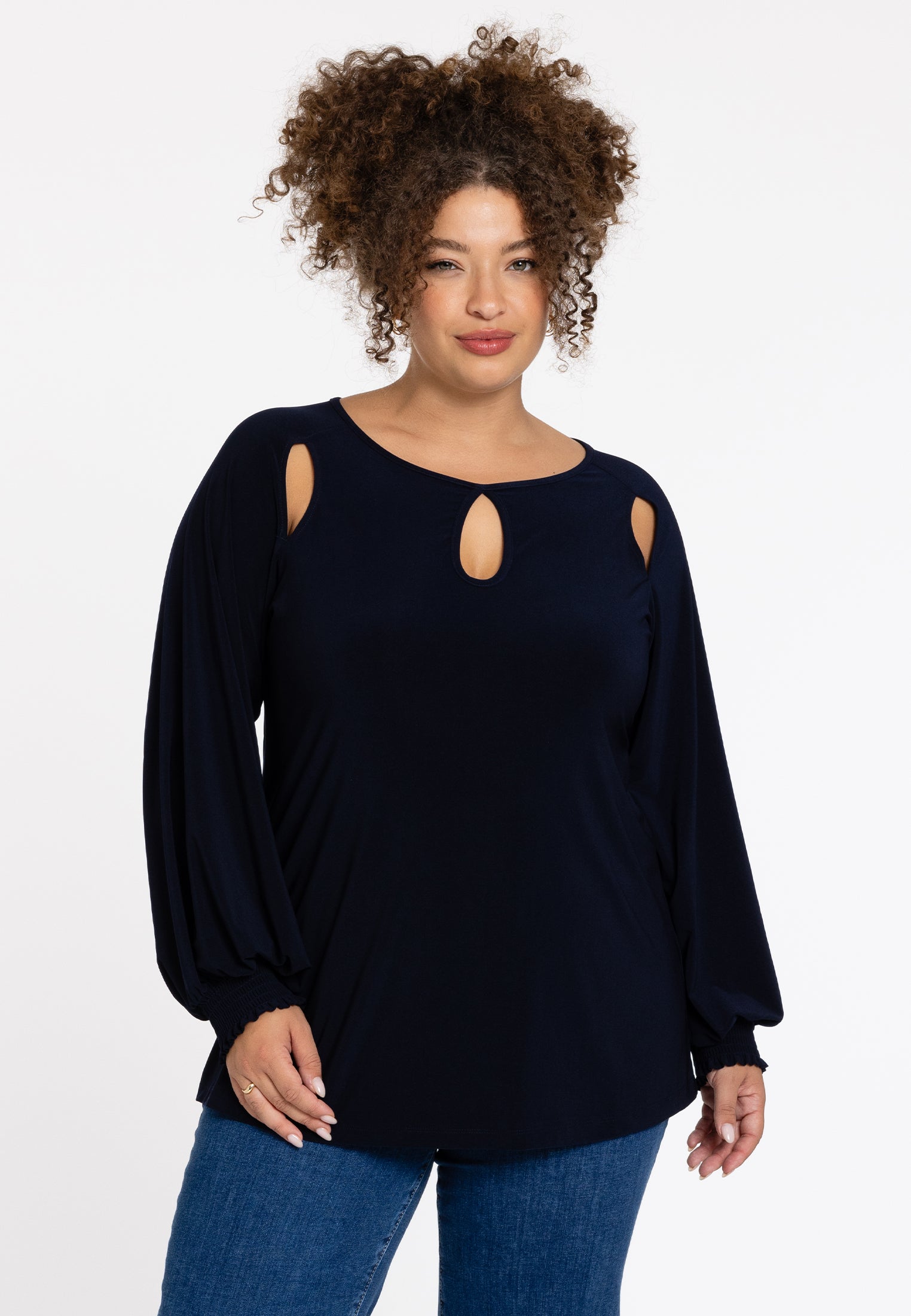 YOEK Top cut-out | Blauw | Maat 54/56