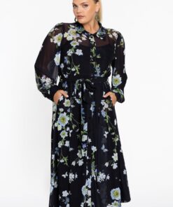 YOEK Jurk flare BLUETT | Zwart | Maat 42/44