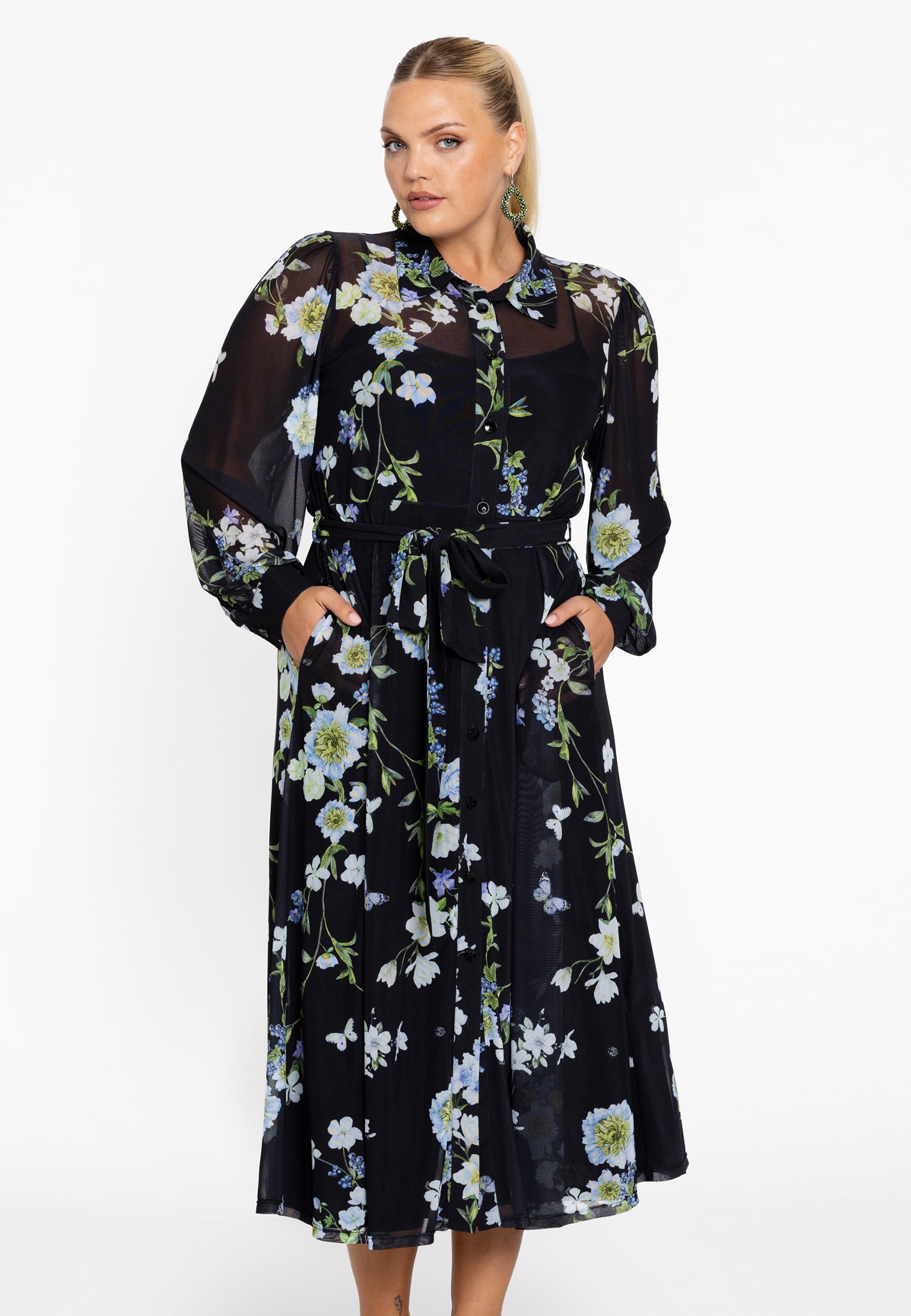YOEK Jurk flare BLUETT | Zwart | Maat 42/44