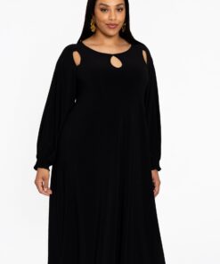 YOEK Jurk cut-out | Zwart | Maat 38/40