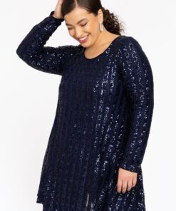 YOEK Tuniek wide bottom ONDA | Grote maten tuniek | Blauw | Maat 50/52