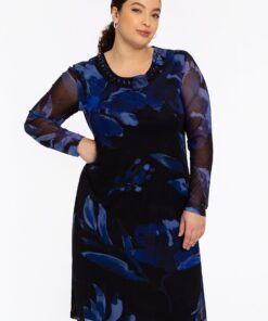 YOEK Jurk VALENTINE | Blauw | Maat 38/40