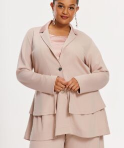 YOEK Blazer peplum ECO VERO | Lichtbruin | Maat 42/44