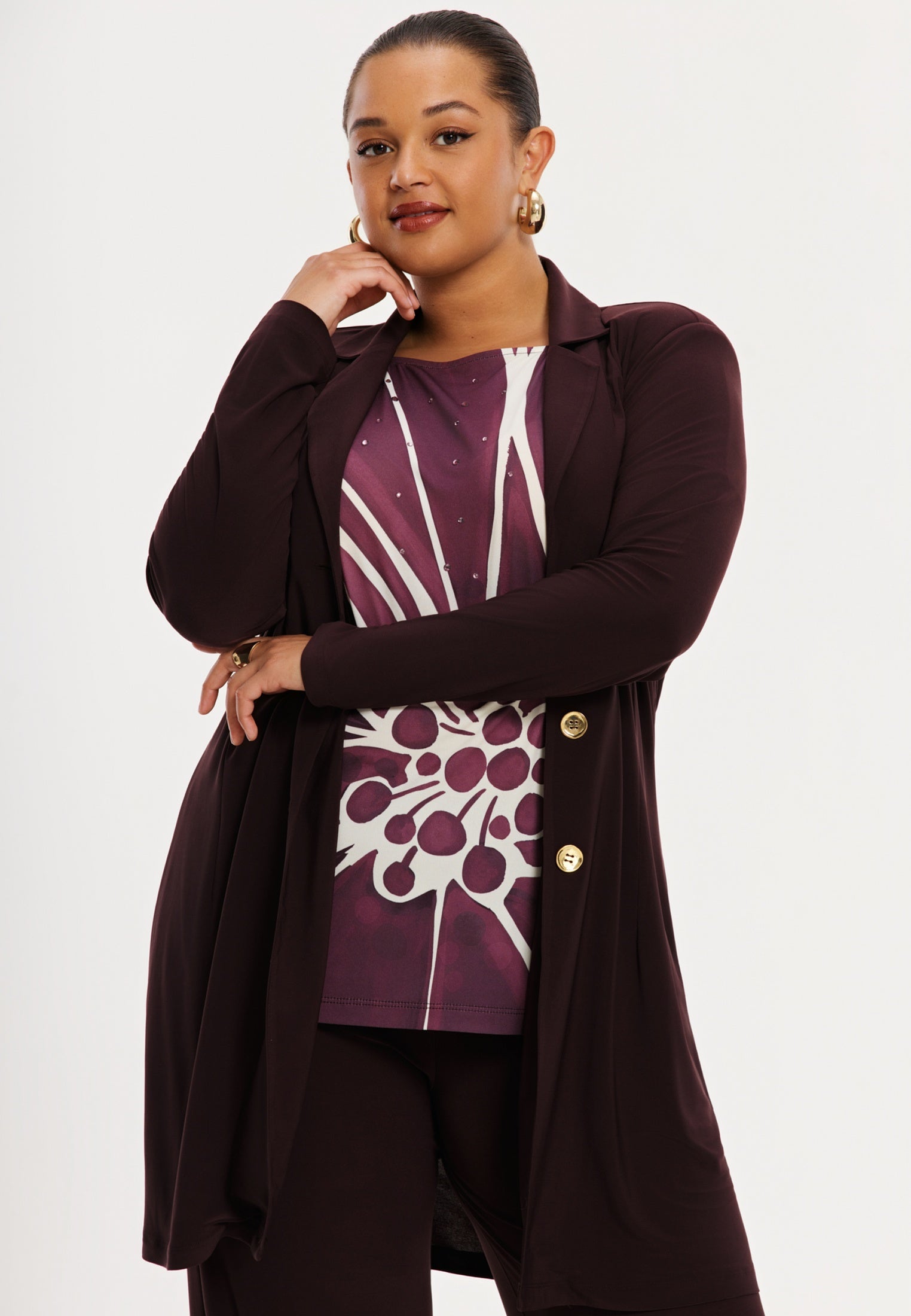 YOEK Lange blazer R | Bordeaux | Maat 42/44