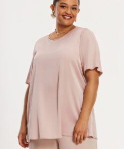 YOEK Top POWDER SATIN | Lichtbruin | Maat 42/44