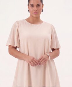 YOEK Tuniek CHIFFON | Grote maten tuniek | Roze | Maat 46/48