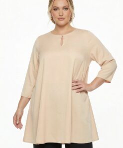 YOEK Tuniek wide bottom SATIN | Grote maten tuniek | Roze | Maat 58/60