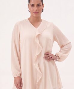 YOEK Tuniek A-lijn CHIFFON | Grote maten tuniek | Roze | Maat 54/56