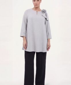 YOEK Tuniek PINSTRIPE | Grote maten tuniek | Grijs | Maat 54/56