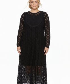 YOEK Maxi-jurk DENTEL | Zwart | Maat 54/56