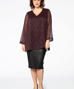 YOEK Leren stretch rok | Zwart | Maat 50