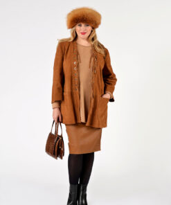 YOEK Leren stretch rok | Bruin | Maat 44
