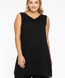 YOEK Lang singlet v-hals | Zwart | Maat S