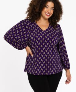 YOEK Blouse FOULARD | Paars | Maat 54/56
