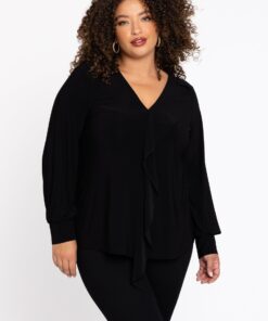 YOEK Tuniek kort flare | Grote maten tuniek | Zwart | Maat 58/60