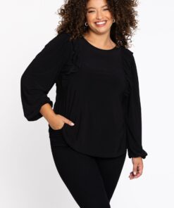 YOEK Tuniek flare | Grote maten tuniek | Zwart | Maat 38/40