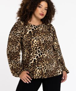 YOEK Tuniek flare SERENGETI | Grote maten tuniek | Bruin | Maat 54/56