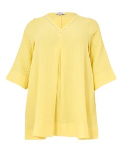 YOEK Tuniek Swing met plooi | Grote maten tuniek | Geel | Maat 42/44