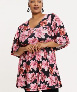 YOEK Tuniek wide bottom LILIUM | Grote maten tuniek | Roze | Maat 42/44