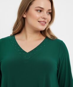YOEK Tuniek wide bottom | Grote maten tuniek | Dark Green | Maat 42/44