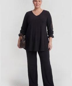 YOEK Tuniek wide bottom | Grote maten tuniek | Zwart | Maat 42/44