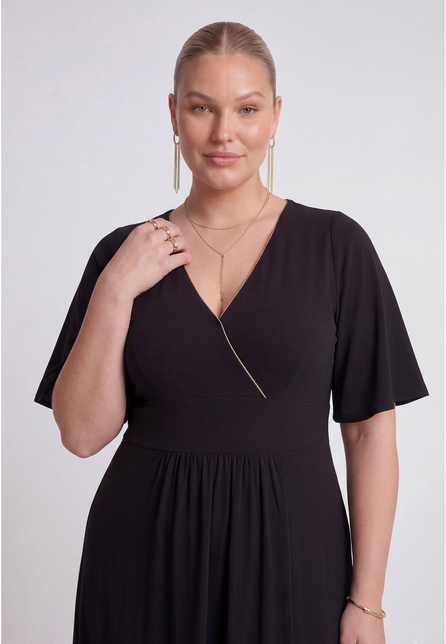 YOEK Maxi jurk | Zwart | Maat 58/60