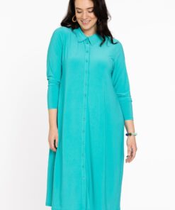 YOEK Blouse midi | Turquoise | Maat 54/56