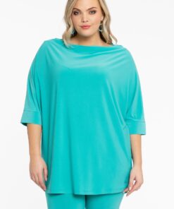 YOEK Shirt kimono mouw | Turquoise | Maat 38/40
