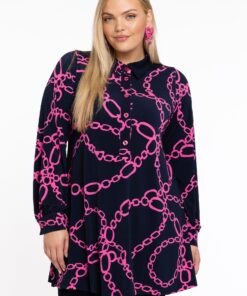 YOEK Tuniek wide bottom polo CIARA | Grote maten tuniek | Blauw | Maat 38/40
