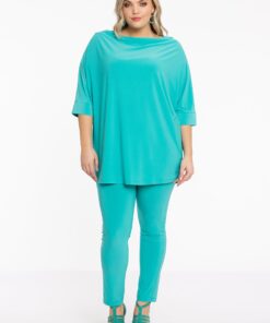 YOEK Loretta's Xtra slim broek | Turquoise | Maat 58/60