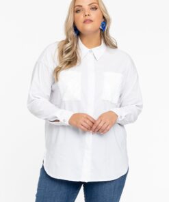 YOEK Blouse met pailletten | Wit | Maat 38/40