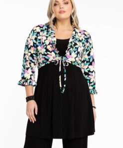 YOEK Bolero met ruches OPAL | Zwart | Maat 58/60