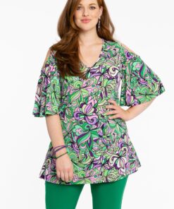 YOEK Tuniek flare TIFFANY | Grote maten tuniek | Groen | Maat 42/44