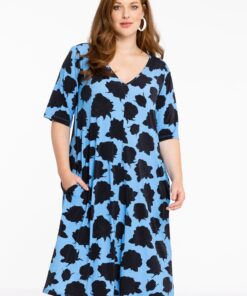 YOEK Jurk swing ROSA NERA | Lichtblauw | Maat 42/44