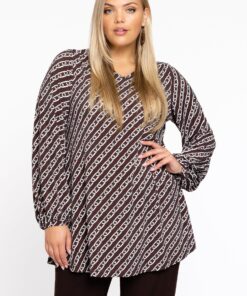 YOEK Tuniek wide bottom | Grote maten tuniek | Bruin | Maat 50/52