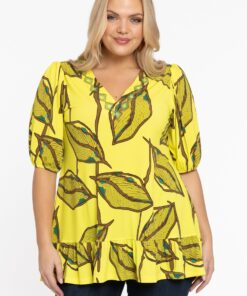 YOEK Tuniek V-neck | Grote maten tuniek | Geel | Maat 42/44