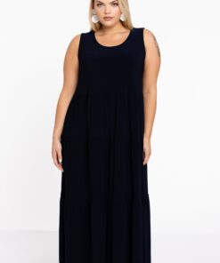 YOEK Jurk met ruches | Blauw | Maat 46/48