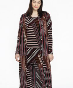 YOEK Cardigan plissé STRIPES | Zwart | Maat 46/48