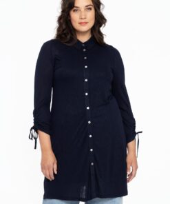 YOEK Blouse wijd met koordje COCOON | Blauw | Maat 38/40