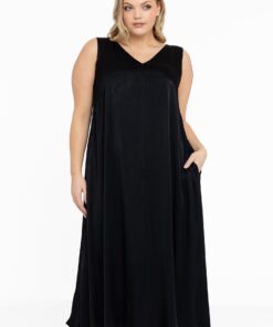 YOEK Jurk swing SATIN | Zwart | Maat 42/44