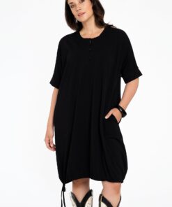 YOEK Tuniek met koord | Grote maten tuniek | Zwart | Maat 38/40