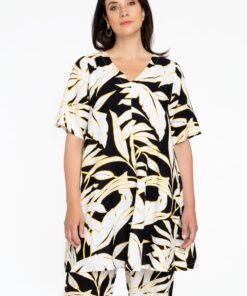 YOEK Tuniek swing PALMIER | Grote maten tuniek | Zwart | Maat 50/52