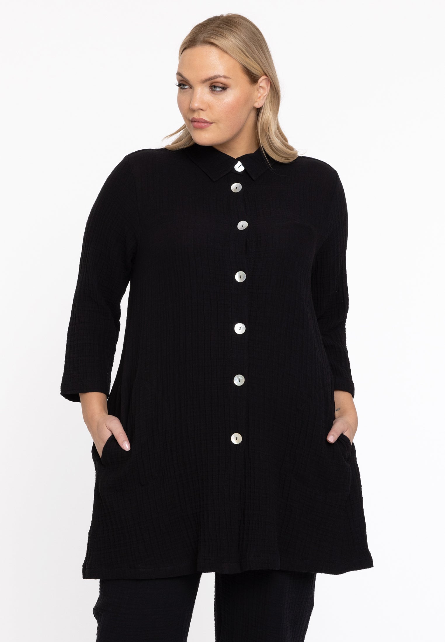 YOEK Blouse met knopen | Zwart | Maat 38/40