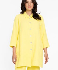 YOEK Blouse met knopen | Geel | Maat 46/48