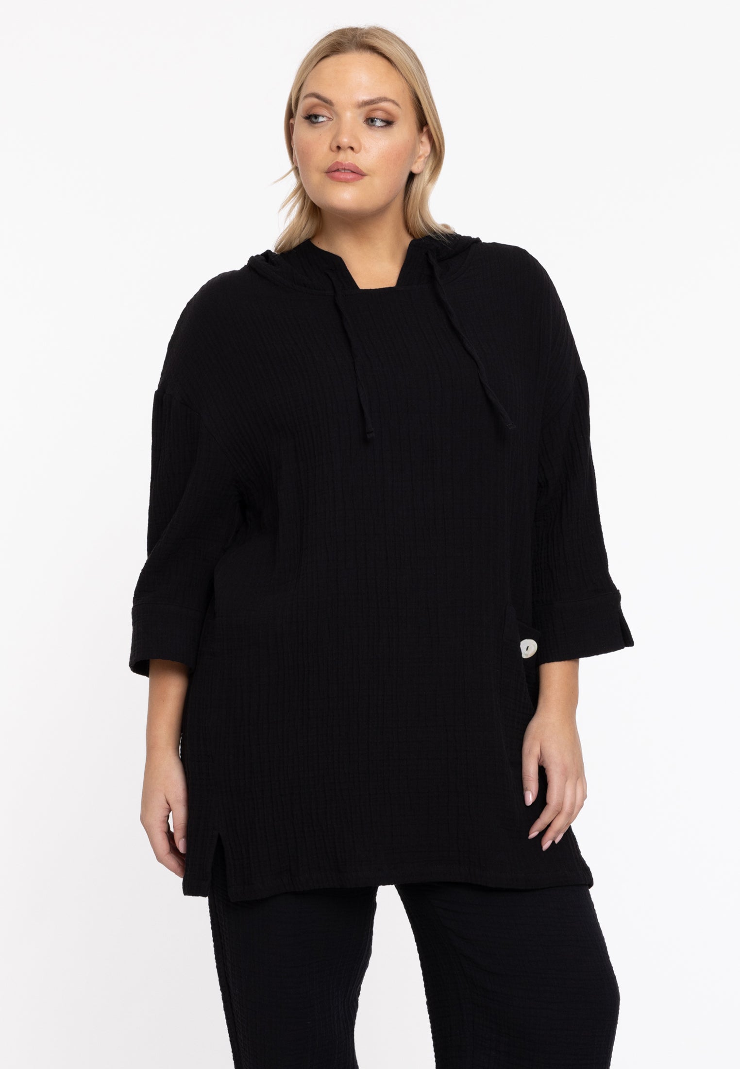 YOEK Shirt hoodie | Zwart | Maat 42/44