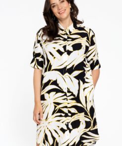 YOEK Blouse-jurk PALMIER | Zwart | Maat 50/52