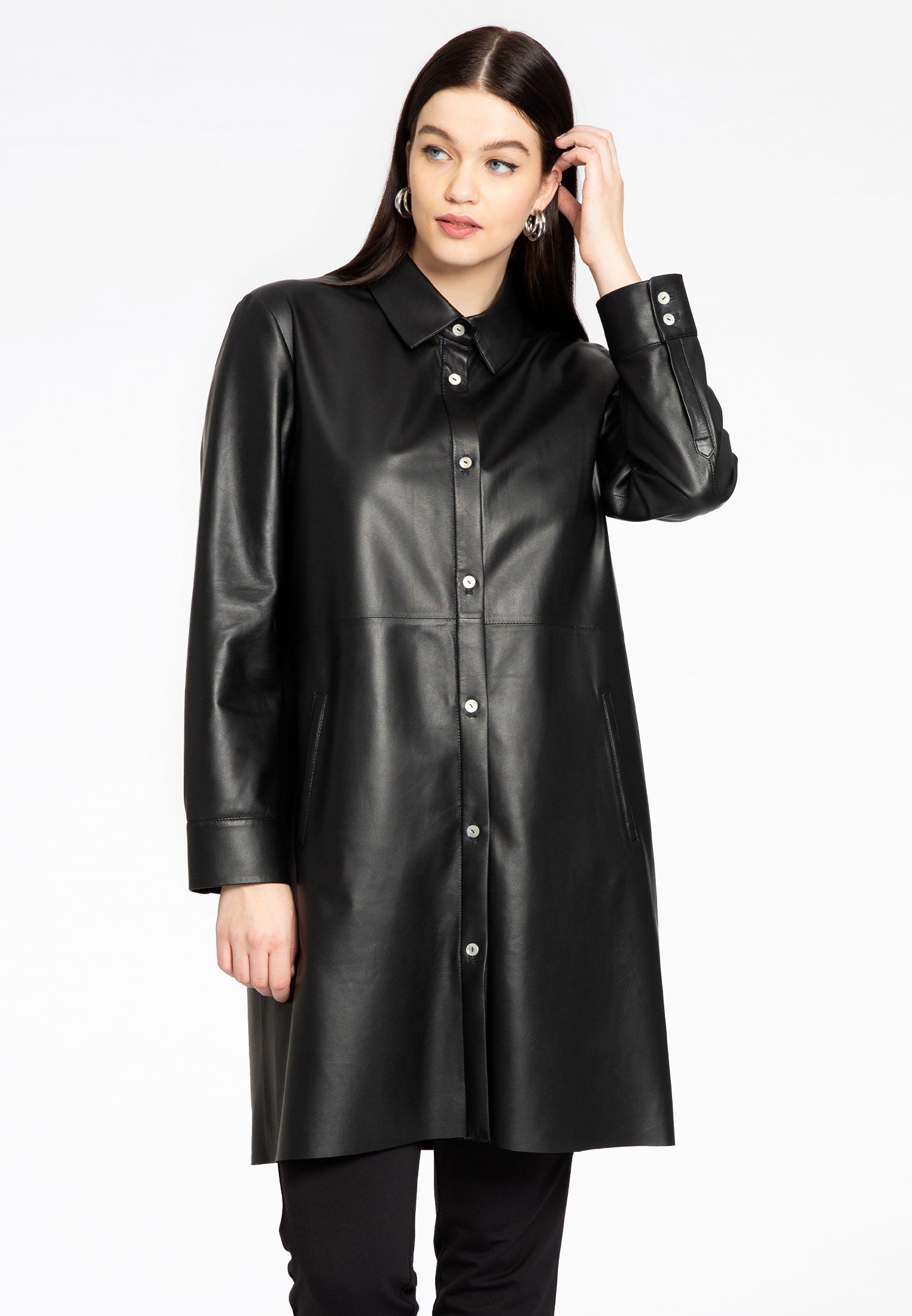 YOEK Blouse LEATHER | Zwart | Maat 44