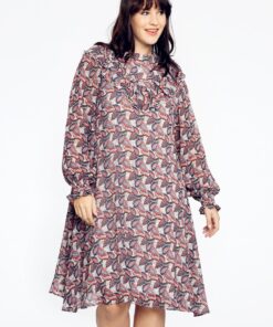 YOEK Jurk met ruches FIESTA | Beige | Maat 58/60