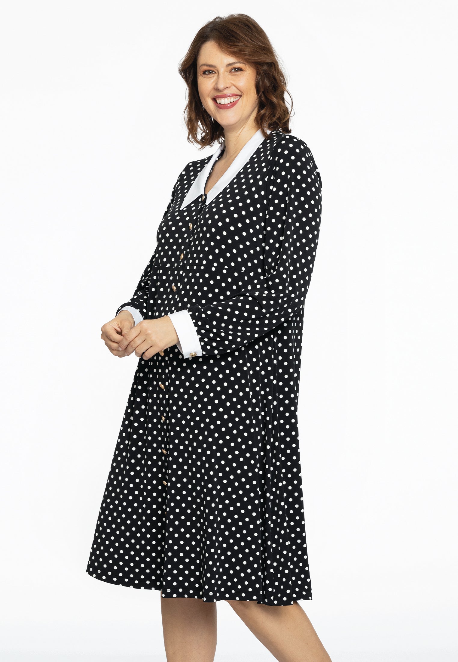 YOEK Blouse-jurk DOTS | Zwart | Maat 42/44