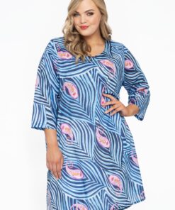 YOEK Tuniek PAISLEY | Grote maten tuniek | Blauw | Maat 42/44